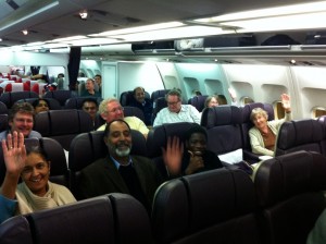 Happy people in a plane